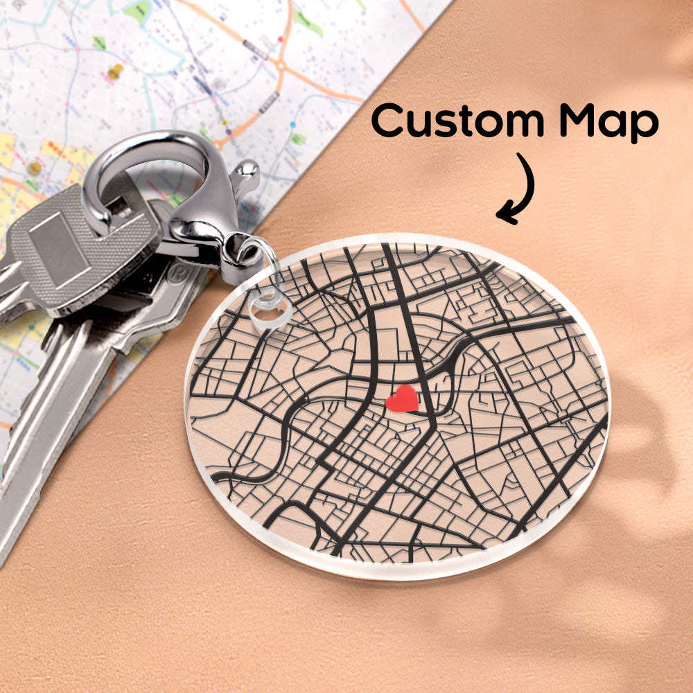 Personalized Map Keychain Custom Engraved Keychain Gifts for Him or Her - soufeelus