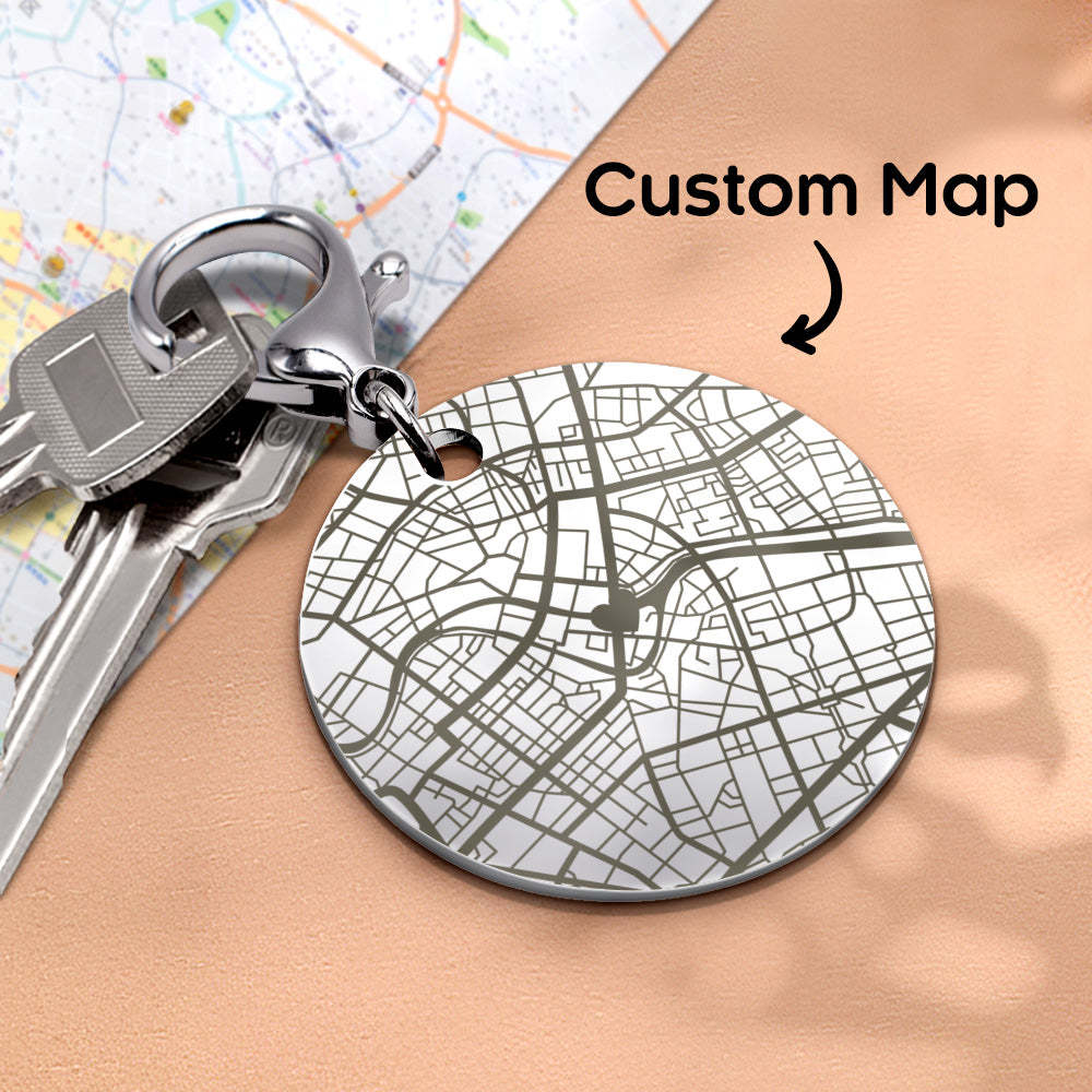 Personalized Map Keychain Custom Engraved Keychain Gifts for Him or Her - soufeelus