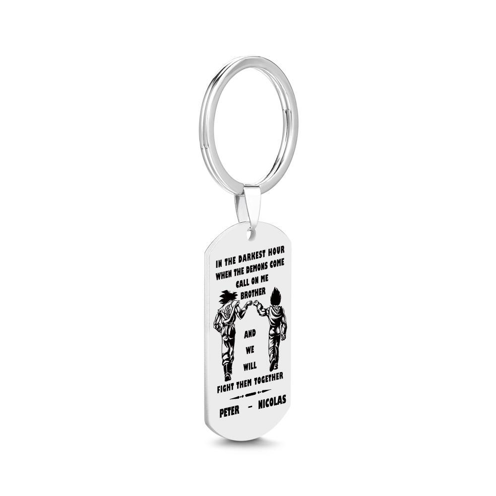 Call On Me Brother Engraved Tag Keychains In The Darkest Hour Gift For Brothers & Friends - soufeelus