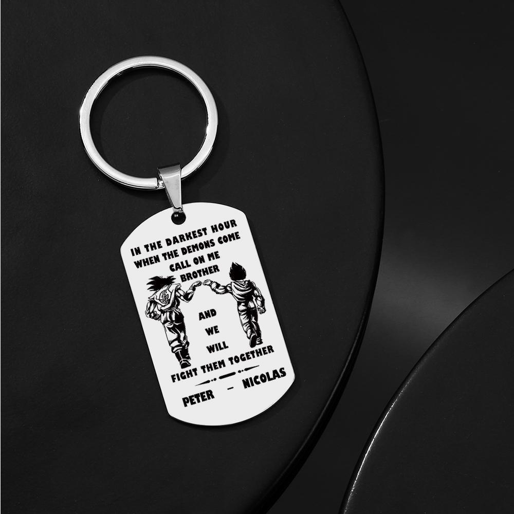 Call On Me Brother Engraved Tag Keychains In The Darkest Hour Gift For Brothers & Friends - soufeelus