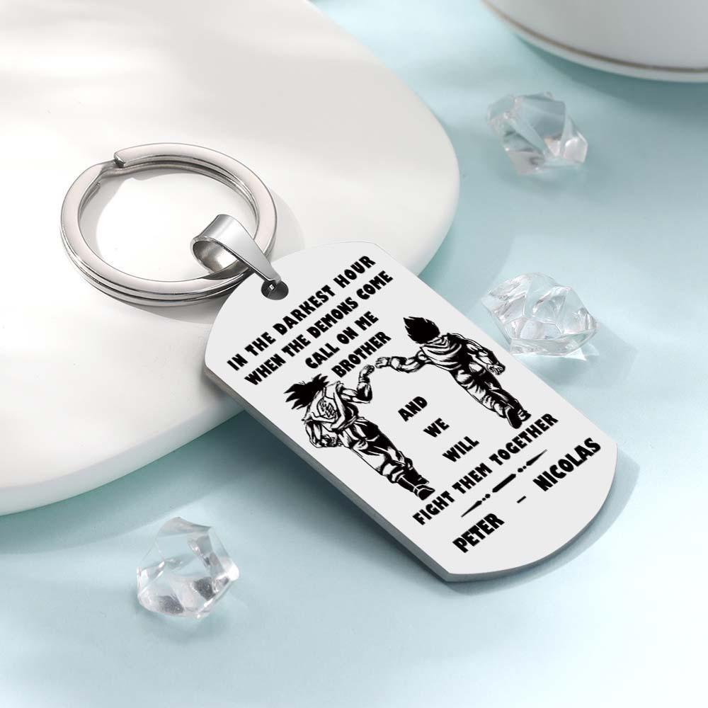 Call On Me Brother Engraved Tag Keychains In The Darkest Hour Gift For Brothers & Friends - soufeelus