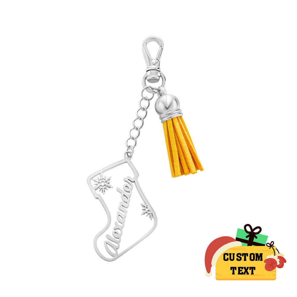 Personalized Name Tassel Keychain Customized Stocking Ornament Christmas Day Gifts - soufeelus