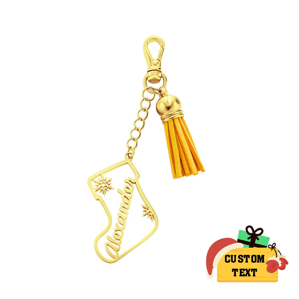Personalized Name Tassel Keychain Customized Stocking Ornament Christmas Day Gifts - soufeelus