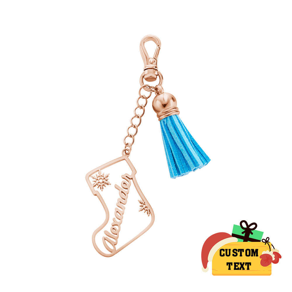 Personalized Name Tassel Keychain Customized Stocking Ornament Christmas Day Gifts - soufeelus