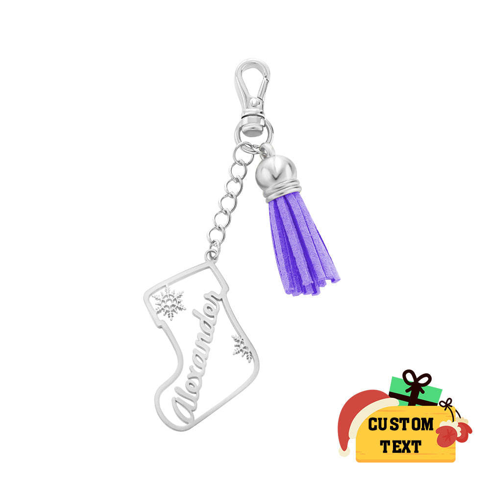 Personalized Name Tassel Keychain Customized Stocking Ornament Christmas Day Gifts - soufeelus