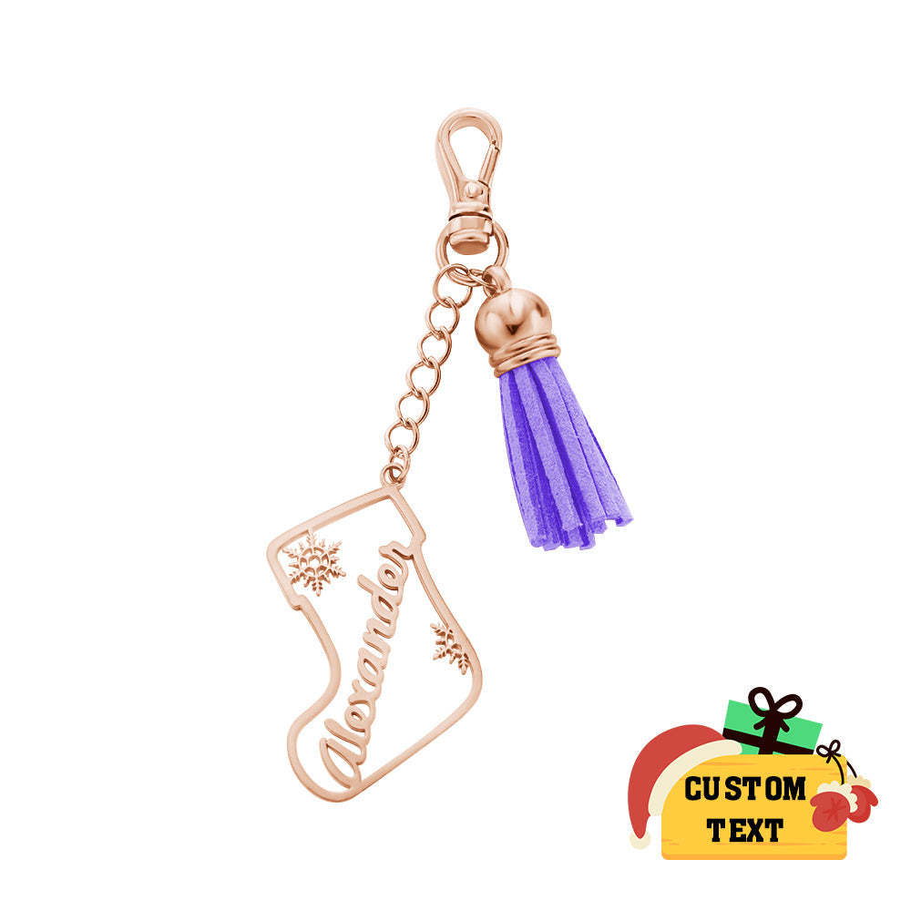 Personalized Name Tassel Keychain Customized Stocking Ornament Christmas Day Gifts - soufeelus