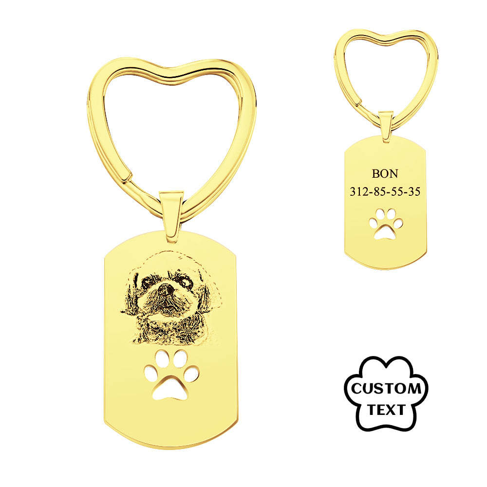 Personalized Dog Tag Photo Keychain Custom Pet Paw Pendant Memorable Gifts - soufeelus