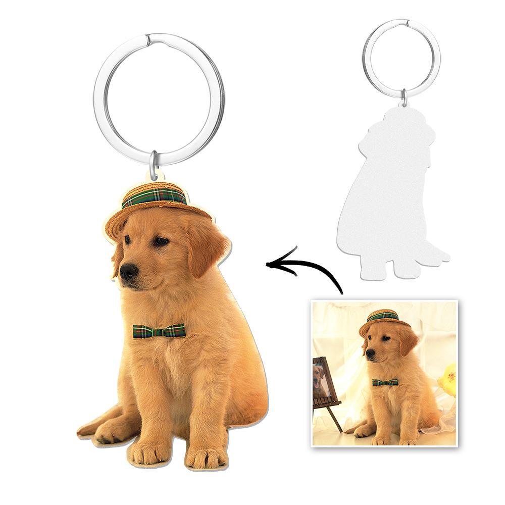 Custom Photo Keychain Stainless Steel Memorial Gifts Cute Pet Keychain - soufeelus