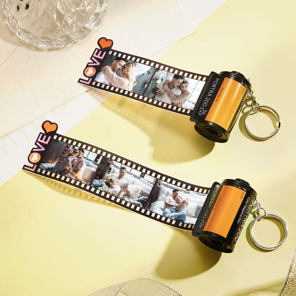 Custom Photo Film Roll Keychain Personalized Love Camera Roll Keychain Anniversary Gifts - soufeelus