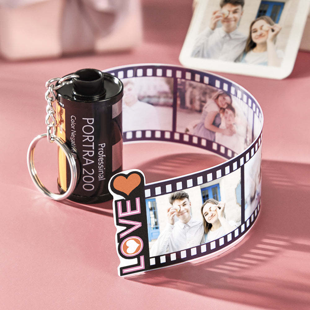 Custom Photo Film Roll Keychain Personalized Love Camera Roll Keychain Anniversary Gifts - soufeelus