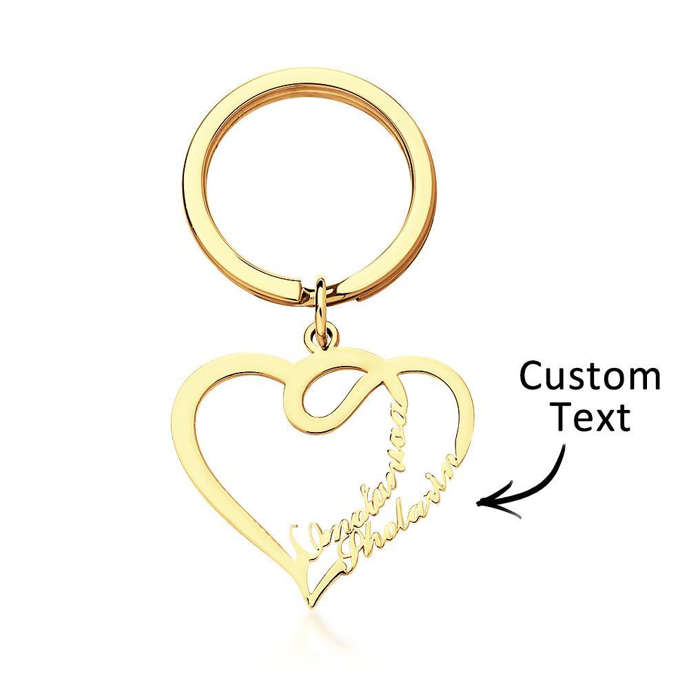 Custom Engraved Name Keychain Double Love Couple Gifts - soufeelus