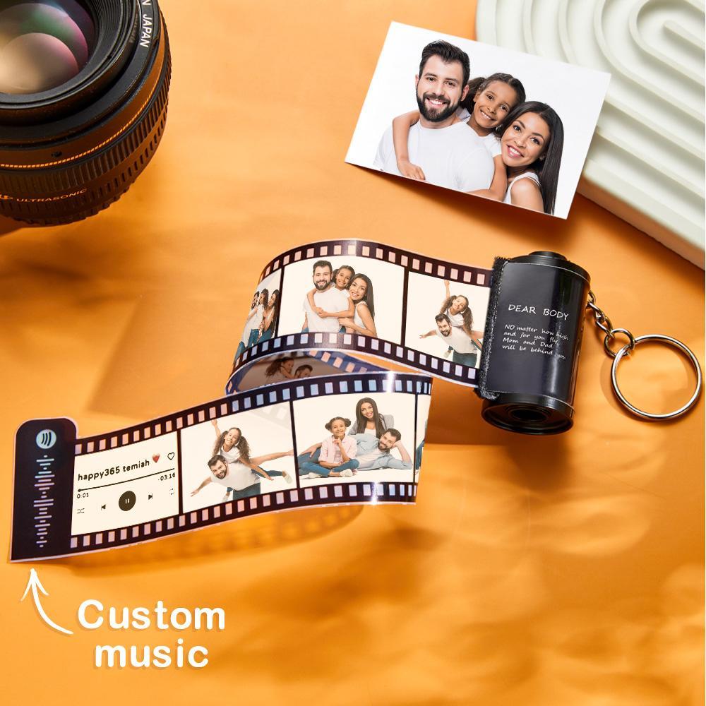 Custom Photo Film Roll Keychain Scannable Spotify Code Creative Couple Gifts - soufeelus