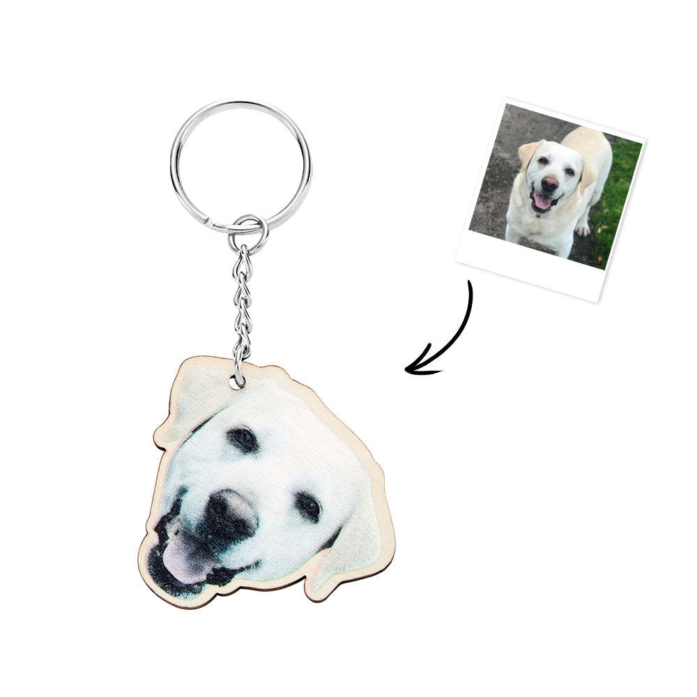 Personalized Pet Photo Wooden Keychain Custom Dog Cat Photo Keyring Pendant Memorable Gifts - soufeelus