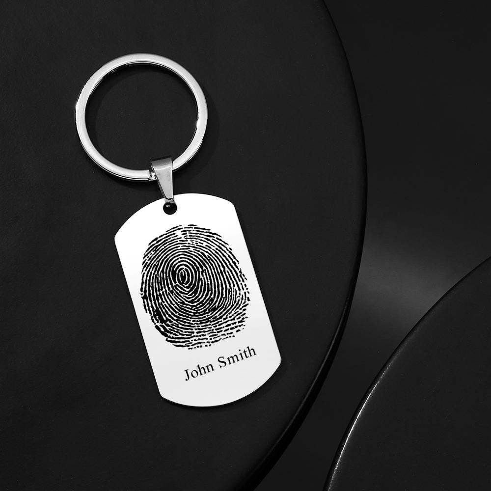 Custom Photo Keychain fingerprint Keychain Engraved Keychain Gift For Boyfriend - soufeelus