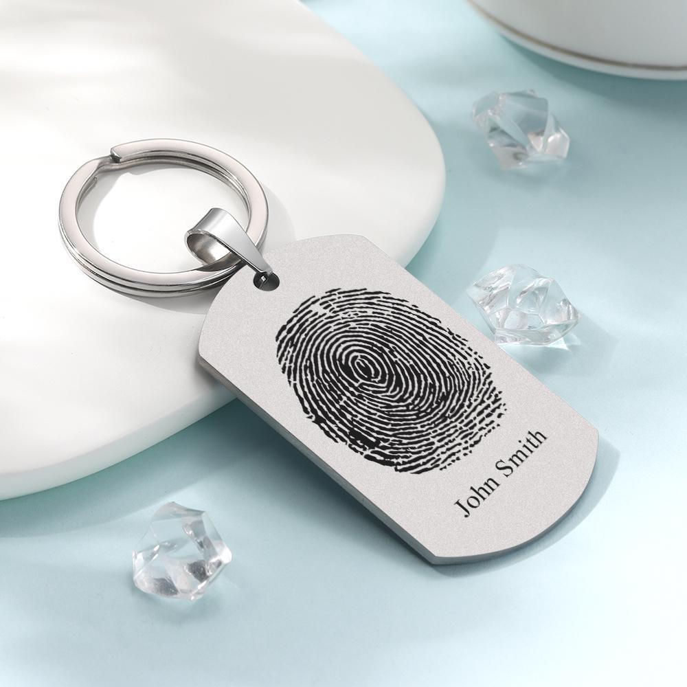 Custom Photo Keychain fingerprint Keychain Engraved Keychain Gift For Boyfriend - soufeelus