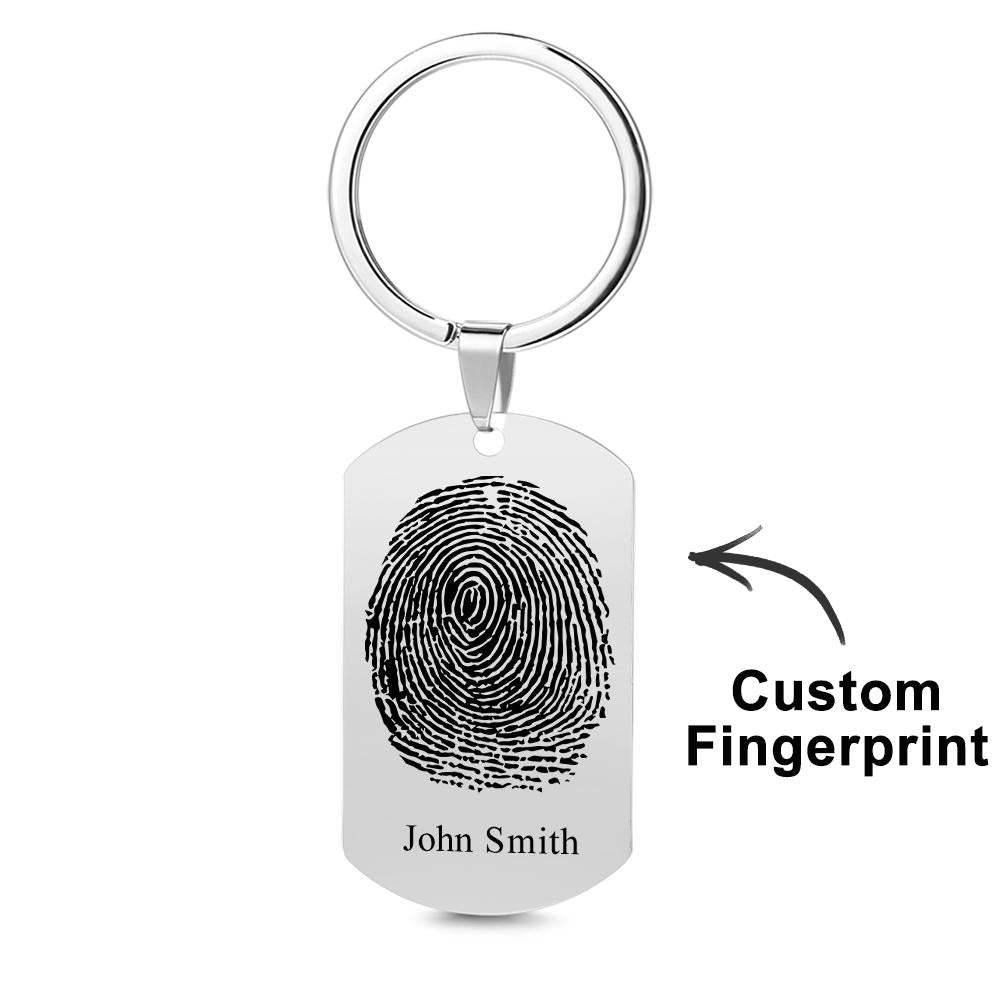 Custom Photo Keychain fingerprint Keychain Engraved Keychain Gift For Boyfriend - soufeelus