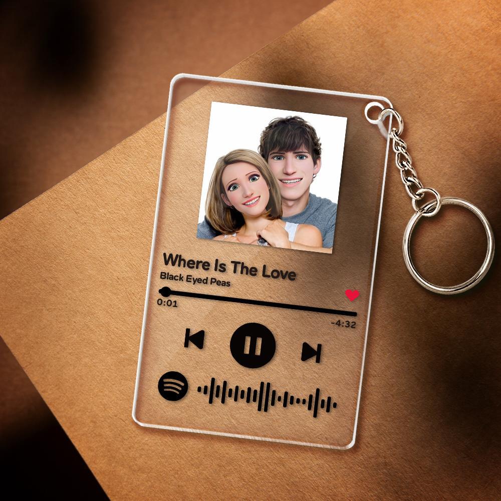 Scannable Spotify Code Comic Filter Plaque Keychain Music and Photo Acrylic Gifts for couple - soufeelus