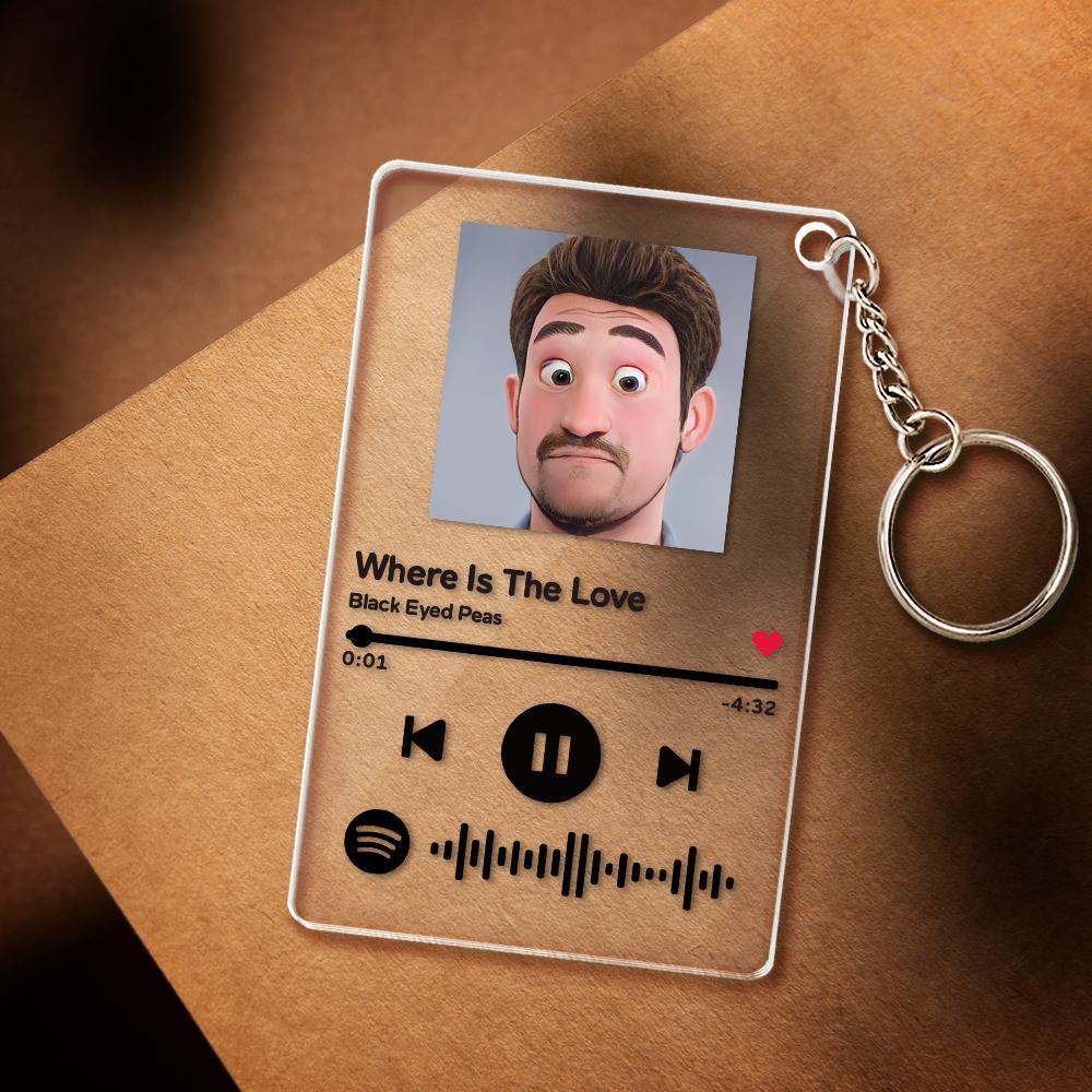 Scannable Spotify Code Comic Filter Plaque Keychain Music and Photo Acrylic Gifts for BFF - soufeelus