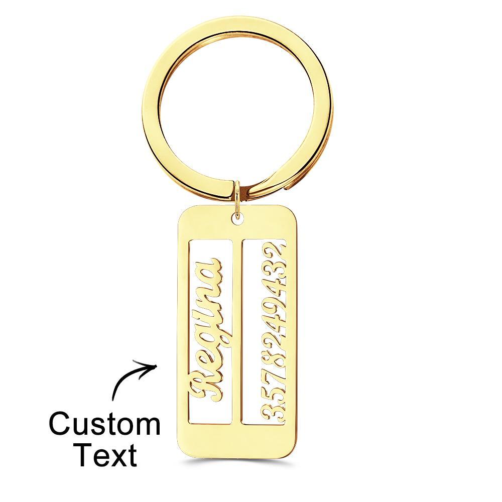 Personalized Name Phone Number Keychain Engraved Exclusive Phone Number Keychain - soufeelus