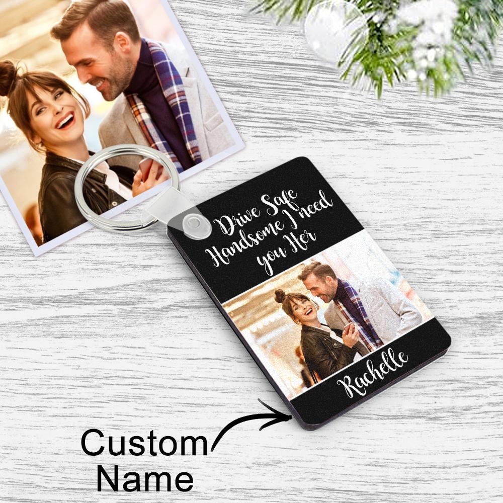 Custom Photo Engraved Keychain Drive Safe Couple Love Gifts - soufeelus