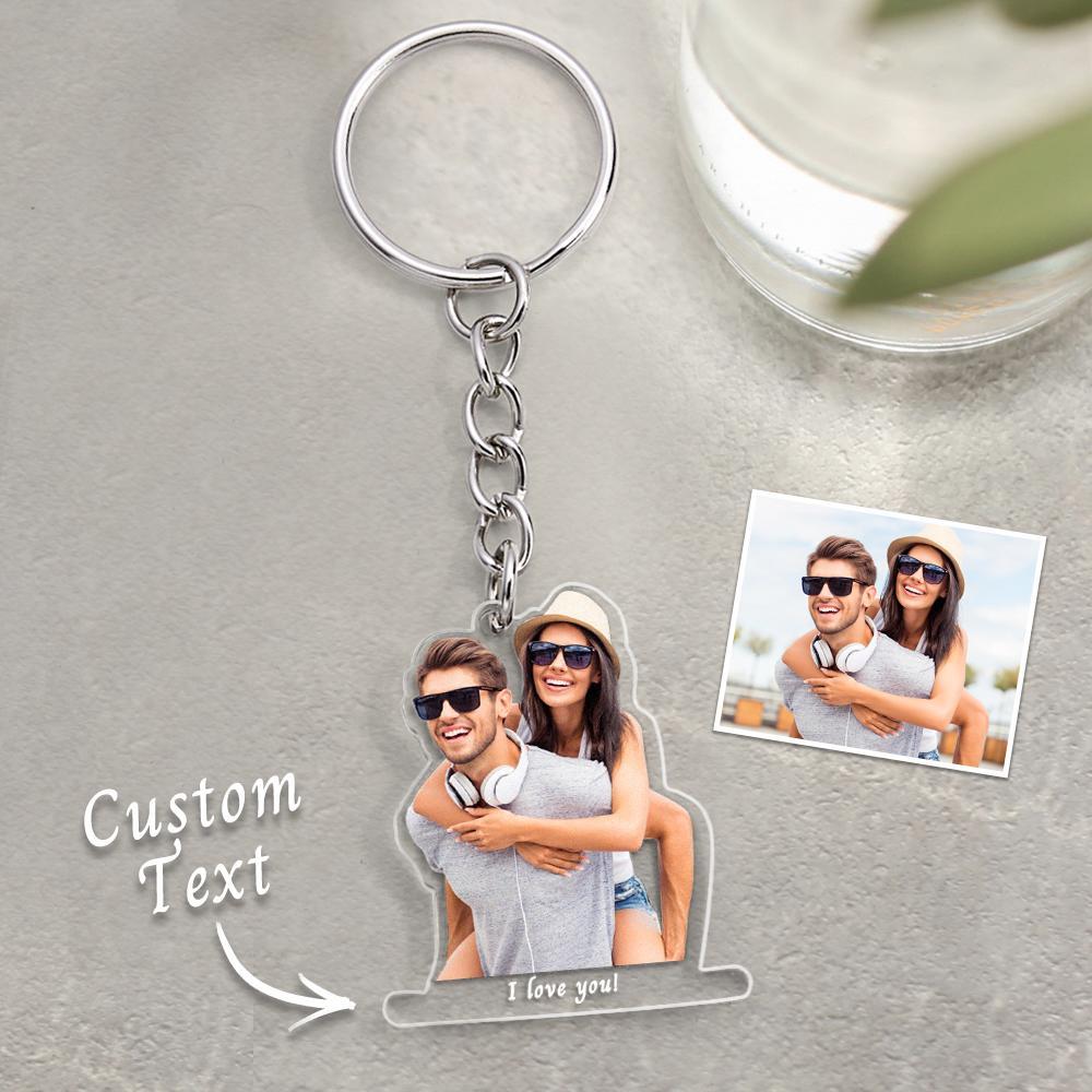 Custom Photo Acrylic Keychain With Text Unique Gifts For Couples - soufeelus