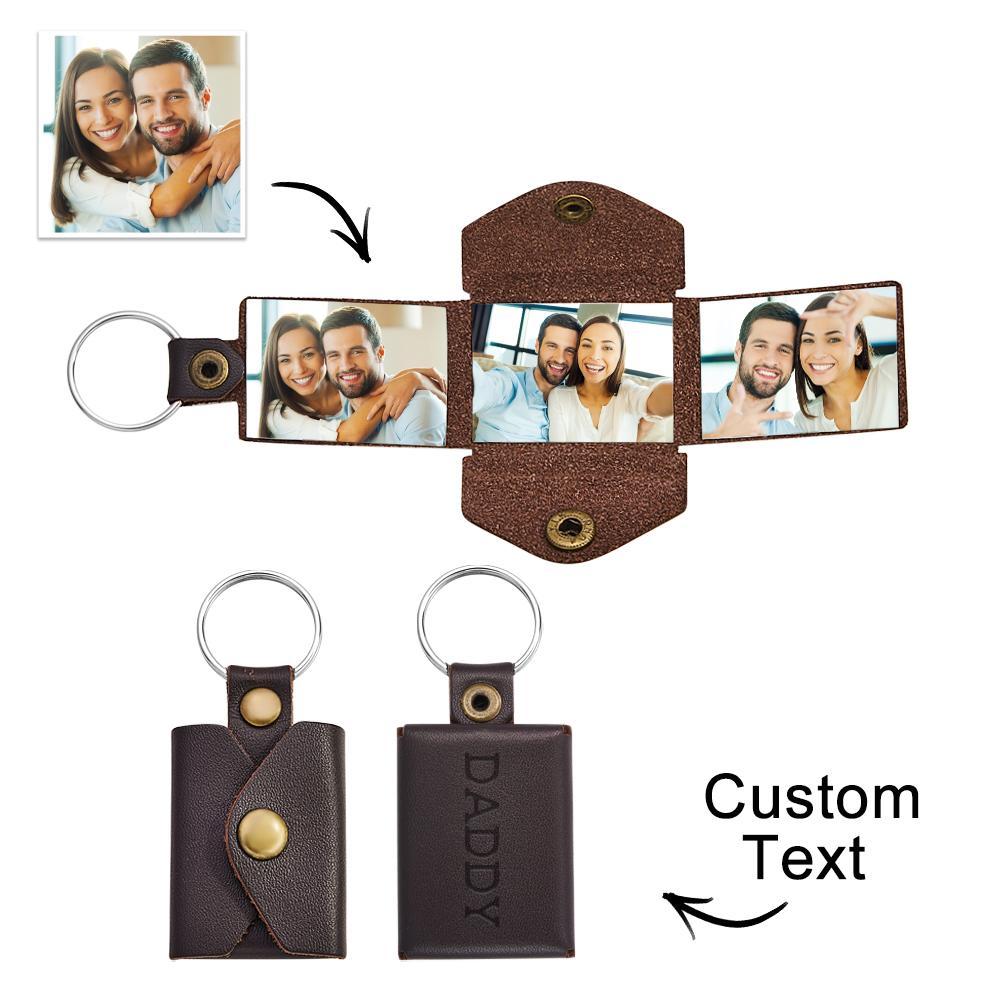 Mini Envelope Photo Keychain Personalized Vintage Engraved Leather Keychain Father's Day Gifts - soufeelus