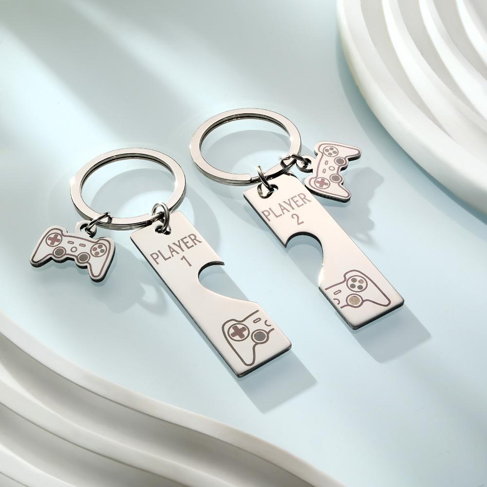 Custom Engraved Keychain Game Console in Pairs Funny Couple Gifts - soufeelus