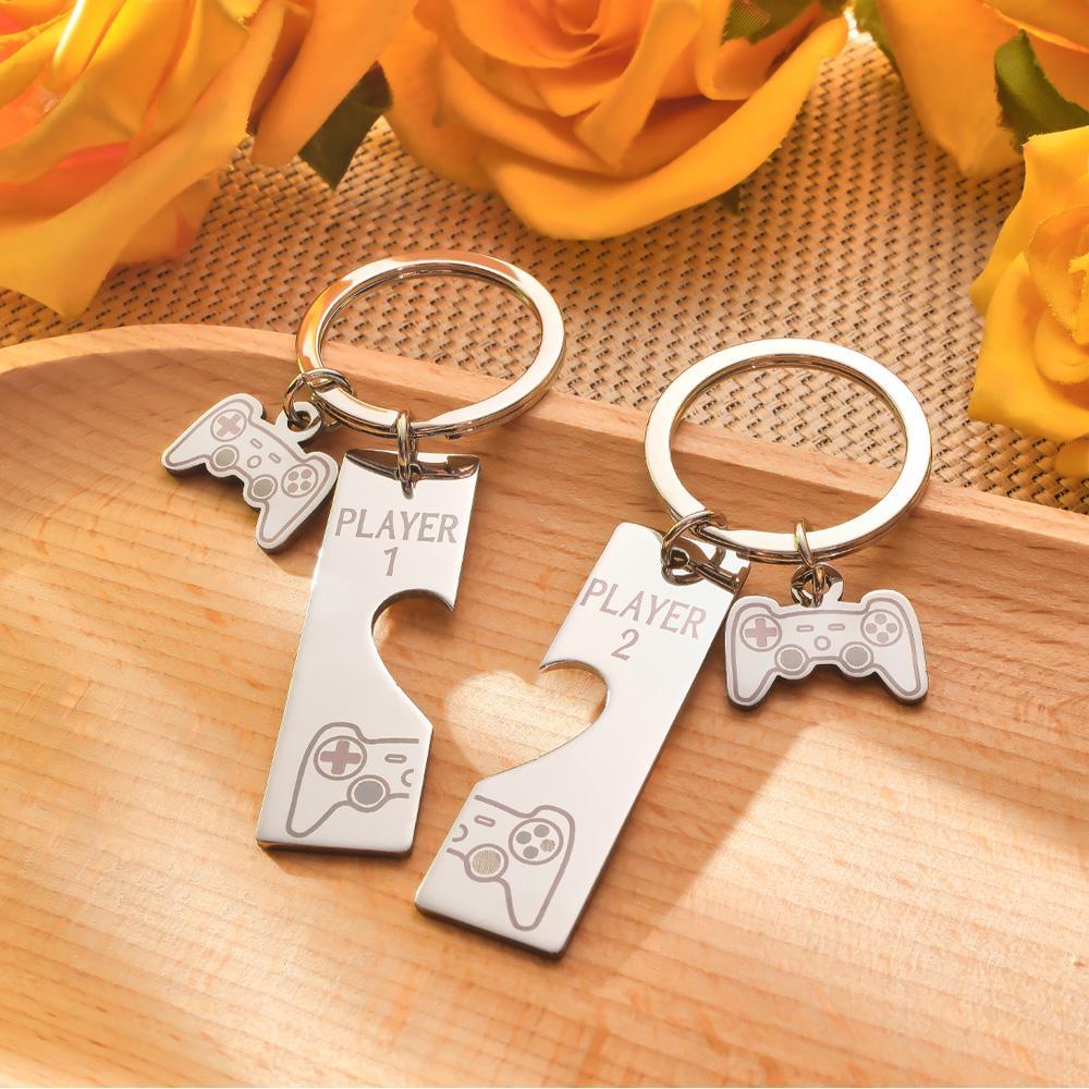 Custom Engraved Keychain Game Console in Pairs Funny Couple Gifts - soufeelus