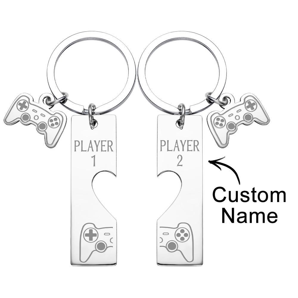 Custom Engraved Keychain Game Console in Pairs Funny Couple Gifts - soufeelus