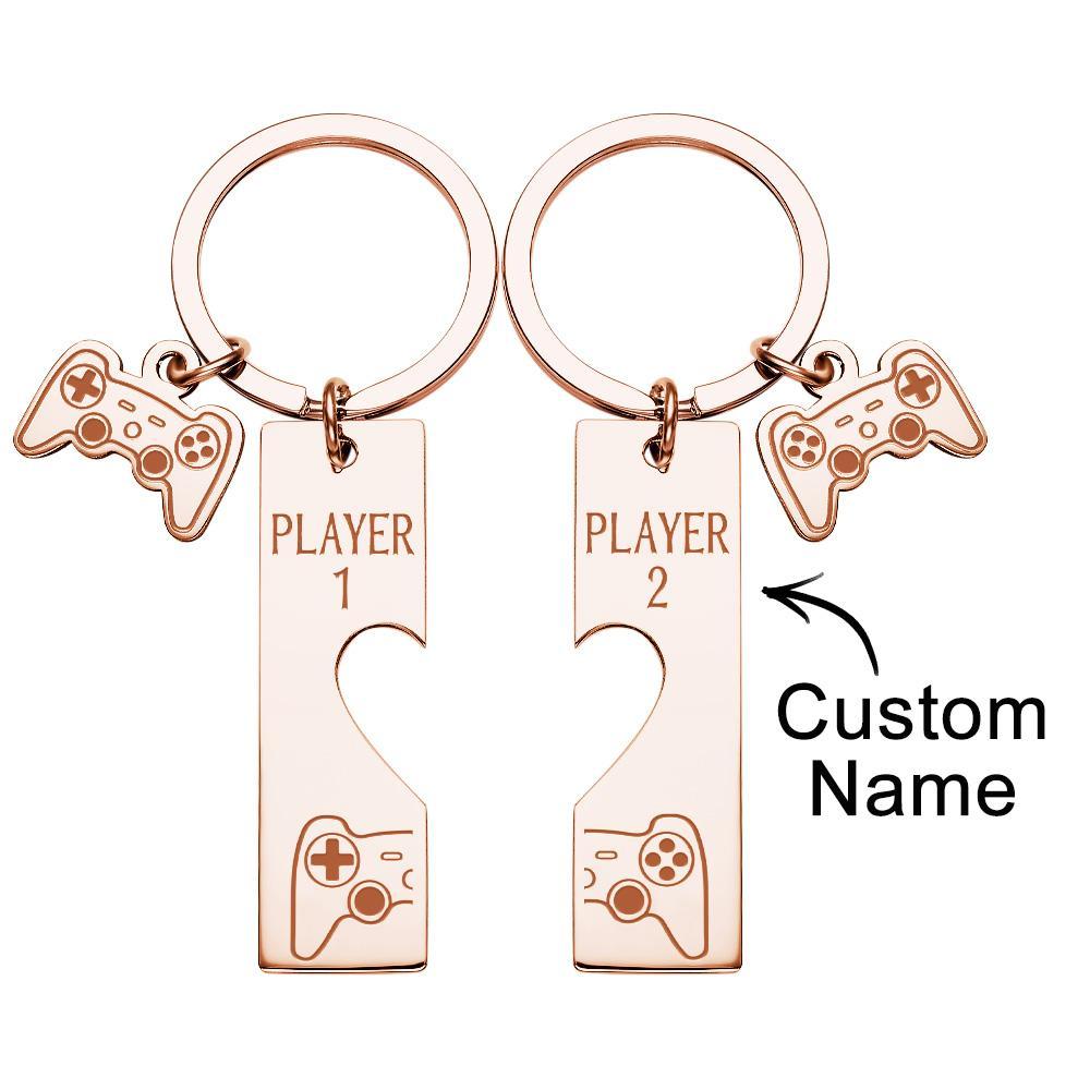 Custom Engraved Keychain Game Console in Pairs Funny Couple Gifts - soufeelus