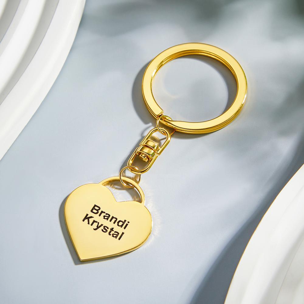 Custom Engraved Keychain Love Lock Metal Couple Gifts - soufeelus