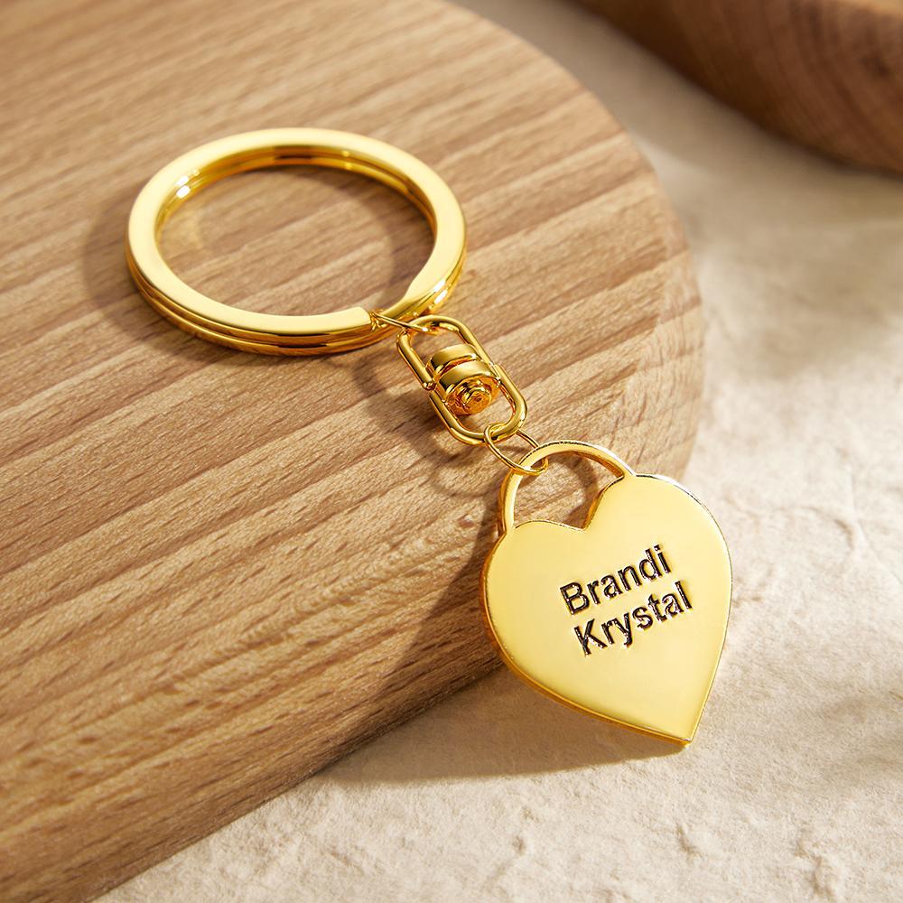 Custom Engraved Keychain Love Lock Metal Couple Gifts - soufeelus