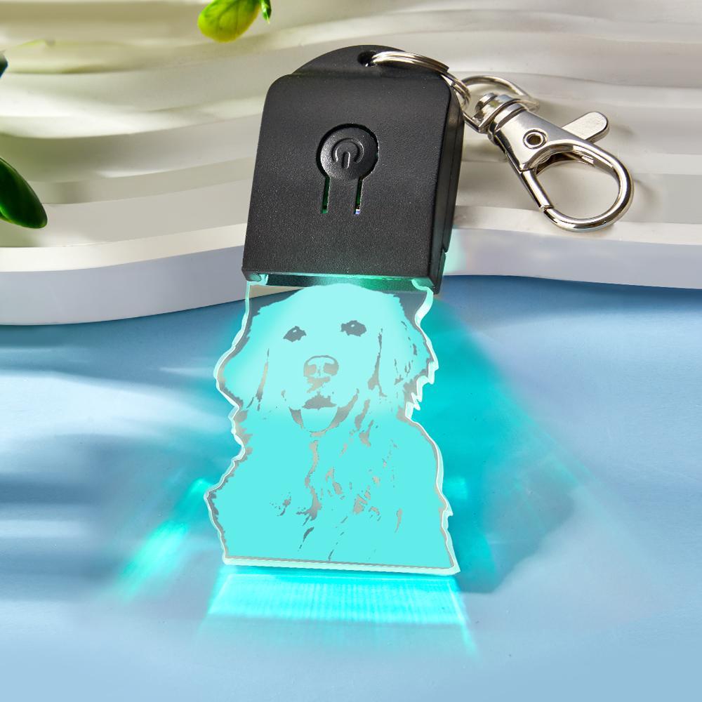 Custom Photo Keychain Colorful Lights Funny Gifts - soufeelus