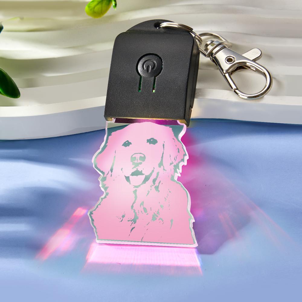 Custom Photo Keychain Colorful Lights Funny Gifts - soufeelus