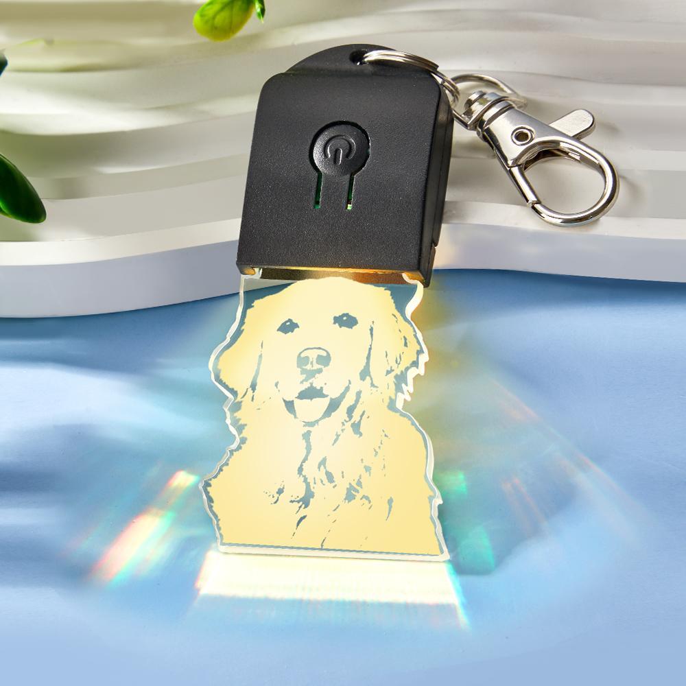 Custom Photo Keychain Colorful Lights Funny Gifts - soufeelus