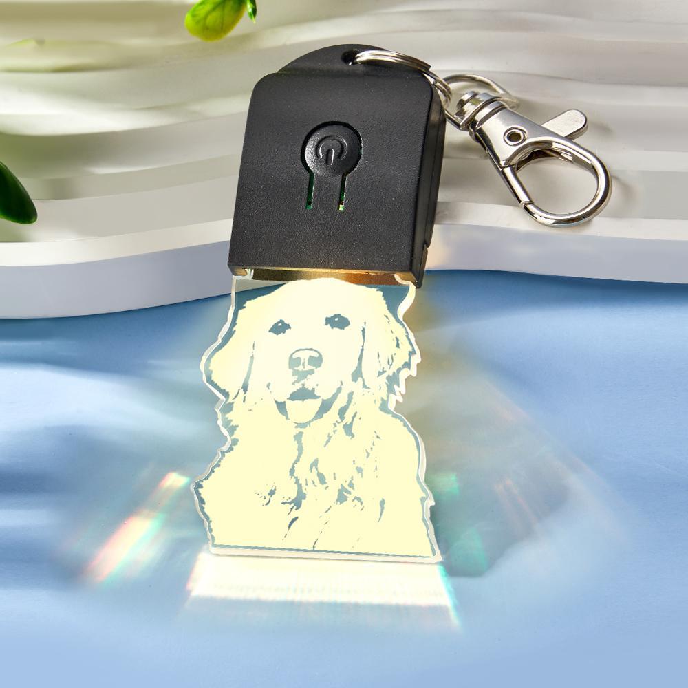 Custom Photo Keychain Colorful Lights Funny Gifts - soufeelus