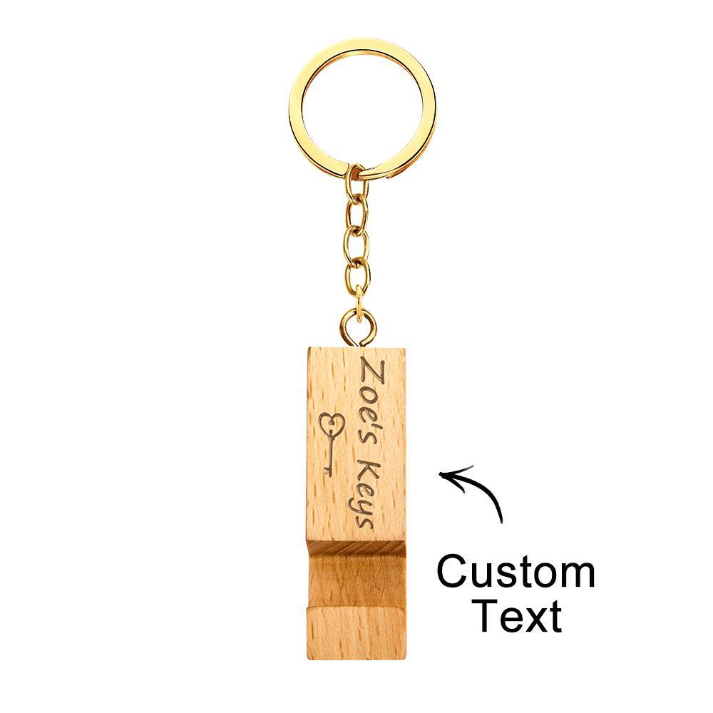 Custom Engraved Keychain Wooden Mobile Phone Stand Gifts - soufeelus