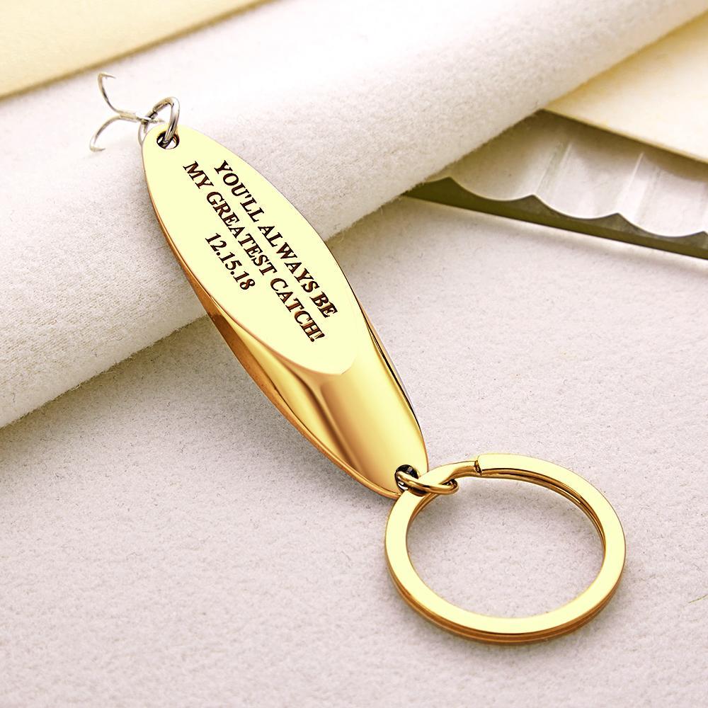 Custom Engraved Keychain Fish Hook Gifts for Him - soufeelus