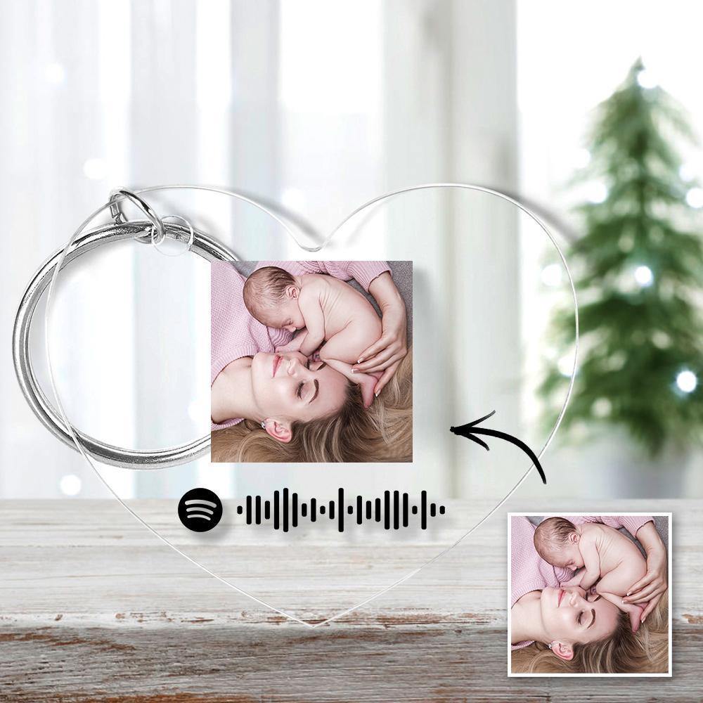 Scannable Spotify Code Keychain Spotify Favorite Song Photo Engraved Keychain Mother's Gifts - soufeelus