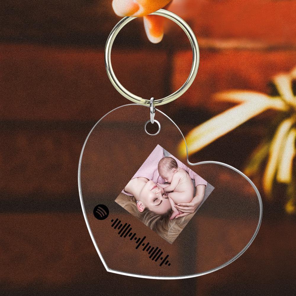 Scannable Spotify Code Keychain Spotify Favorite Song Photo Engraved Keychain Mother's Gifts - soufeelus