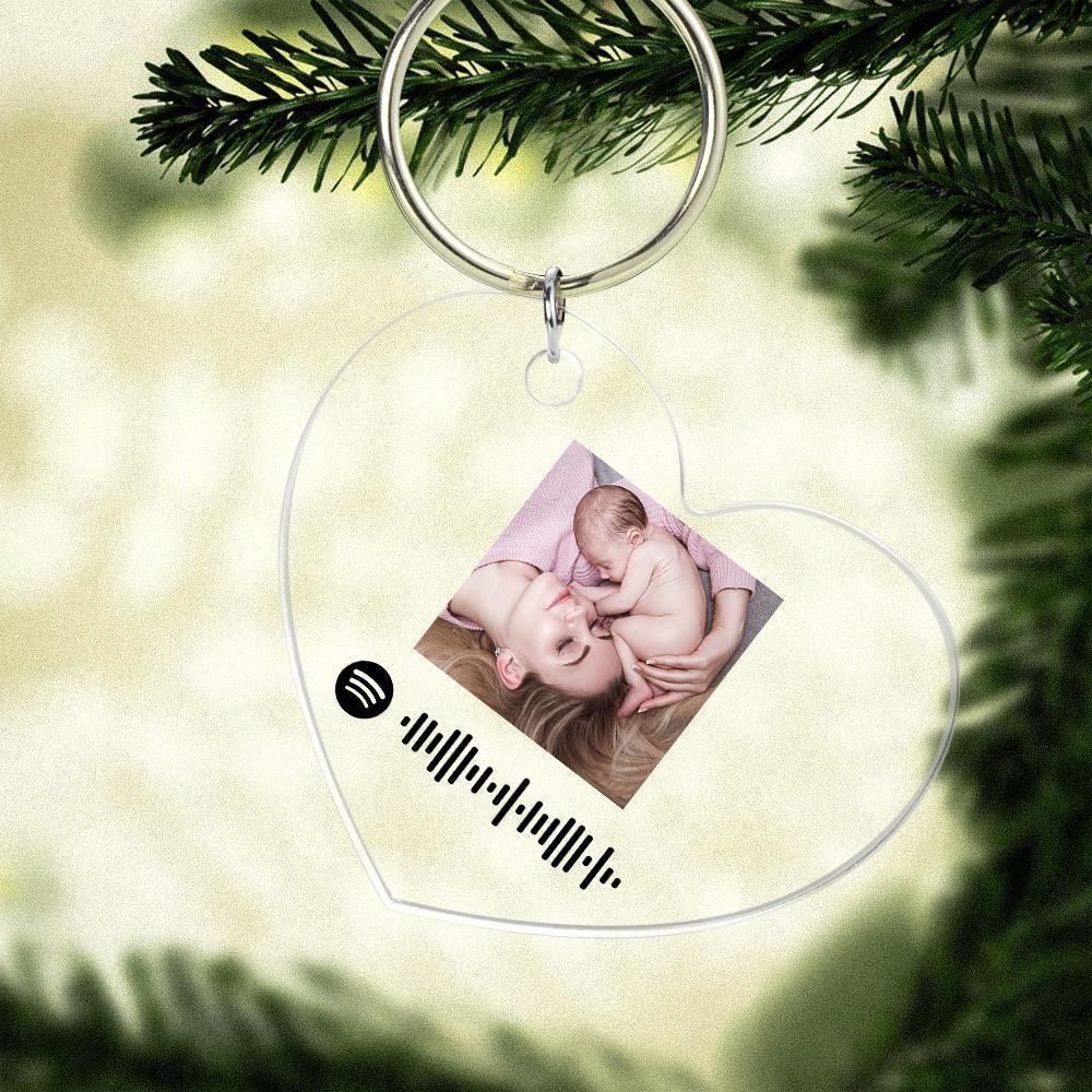 Scannable Spotify Code Keychain Spotify Favorite Song Photo Engraved Keychain Mother's Gifts - soufeelus