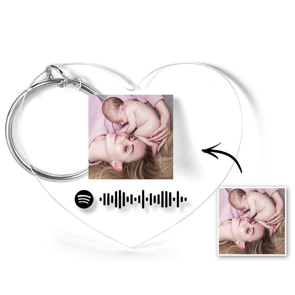 Scannable Spotify Code Keychain Spotify Favorite Song Photo Engraved Keychain Mother's Gifts - soufeelus