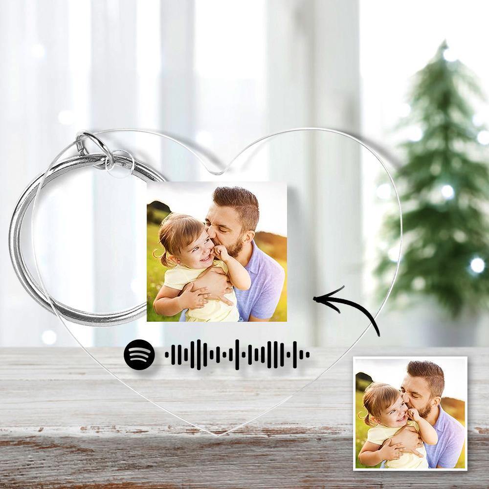 Scannable Spotify Code Keychain Spotify Favorite Song Photo Engraved Keychain Father's Gifts - soufeelus