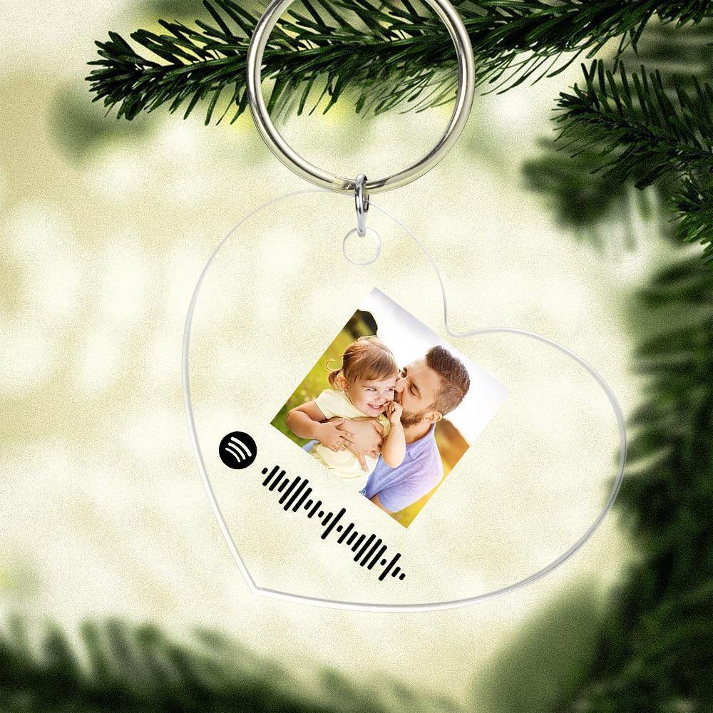 Scannable Spotify Code Keychain Spotify Favorite Song Photo Engraved Keychain Father's Gifts - soufeelus