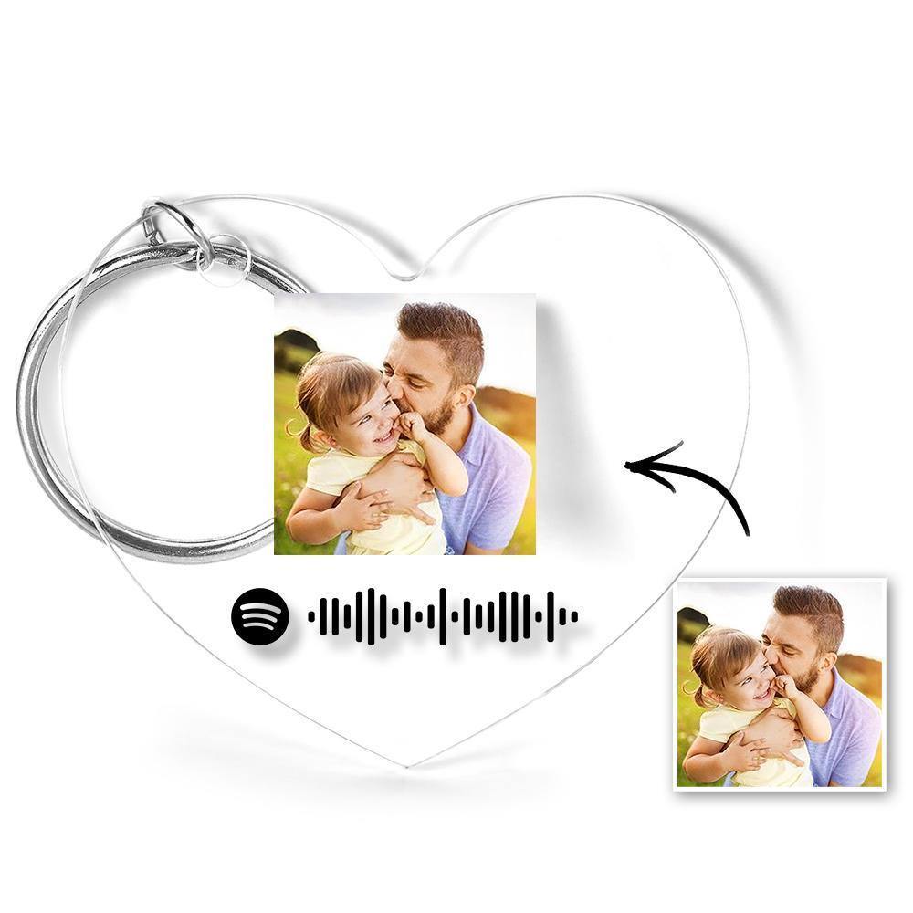 Scannable Spotify Code Keychain Spotify Favorite Song Photo Engraved Keychain Father's Gifts - soufeelus