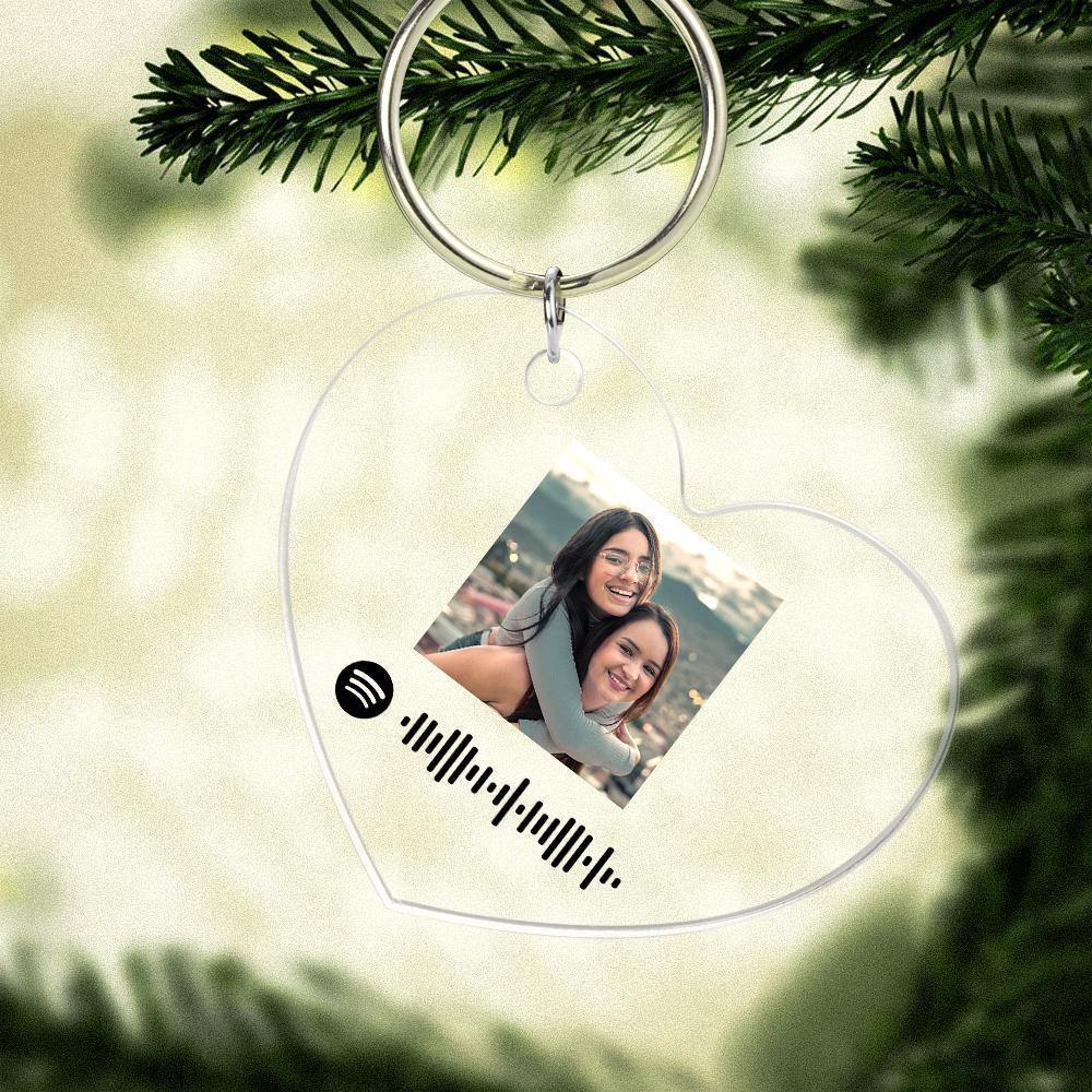 Scannable Spotify Code Keychain Spotify Favorite Song Photo Engraved Keychain Heart-shaped - soufeelus