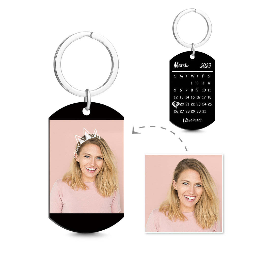 Custom Photo Calendar Keychain Crown Pattern Mother's Day Gift for Mom - soufeelus