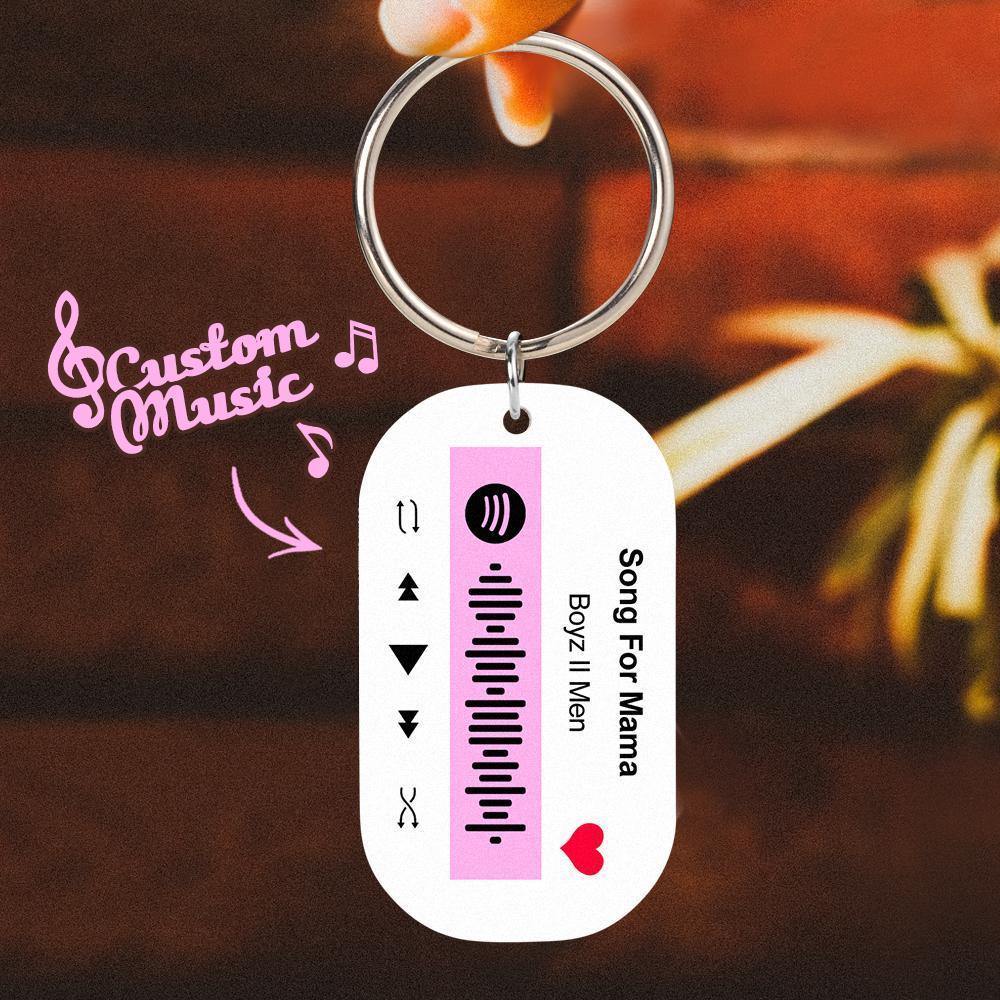 Scannable Spotify Code Keychain Spotify Favorite Song Engraved Keychain Gifts for Her Pink - soufeelus
