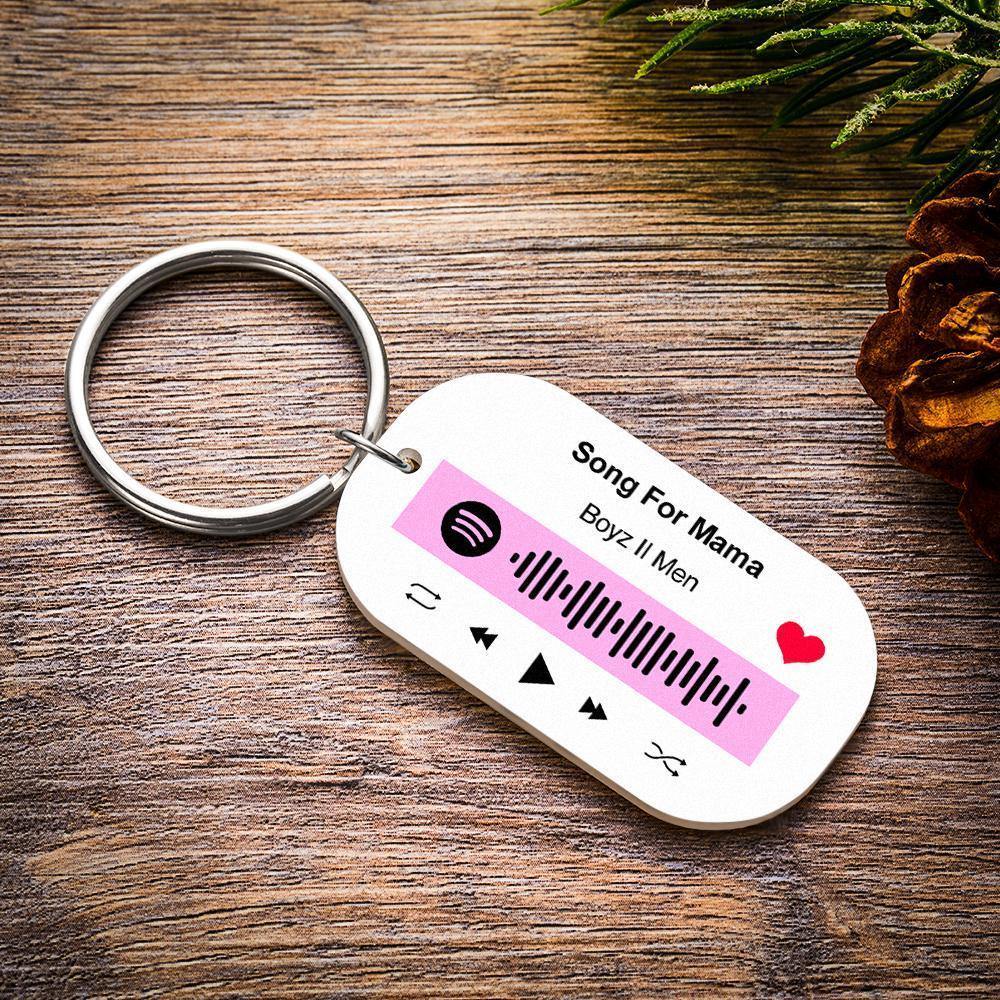 Scannable Spotify Code Keychain Spotify Favorite Song Engraved Keychain Gifts for Her Pink - soufeelus