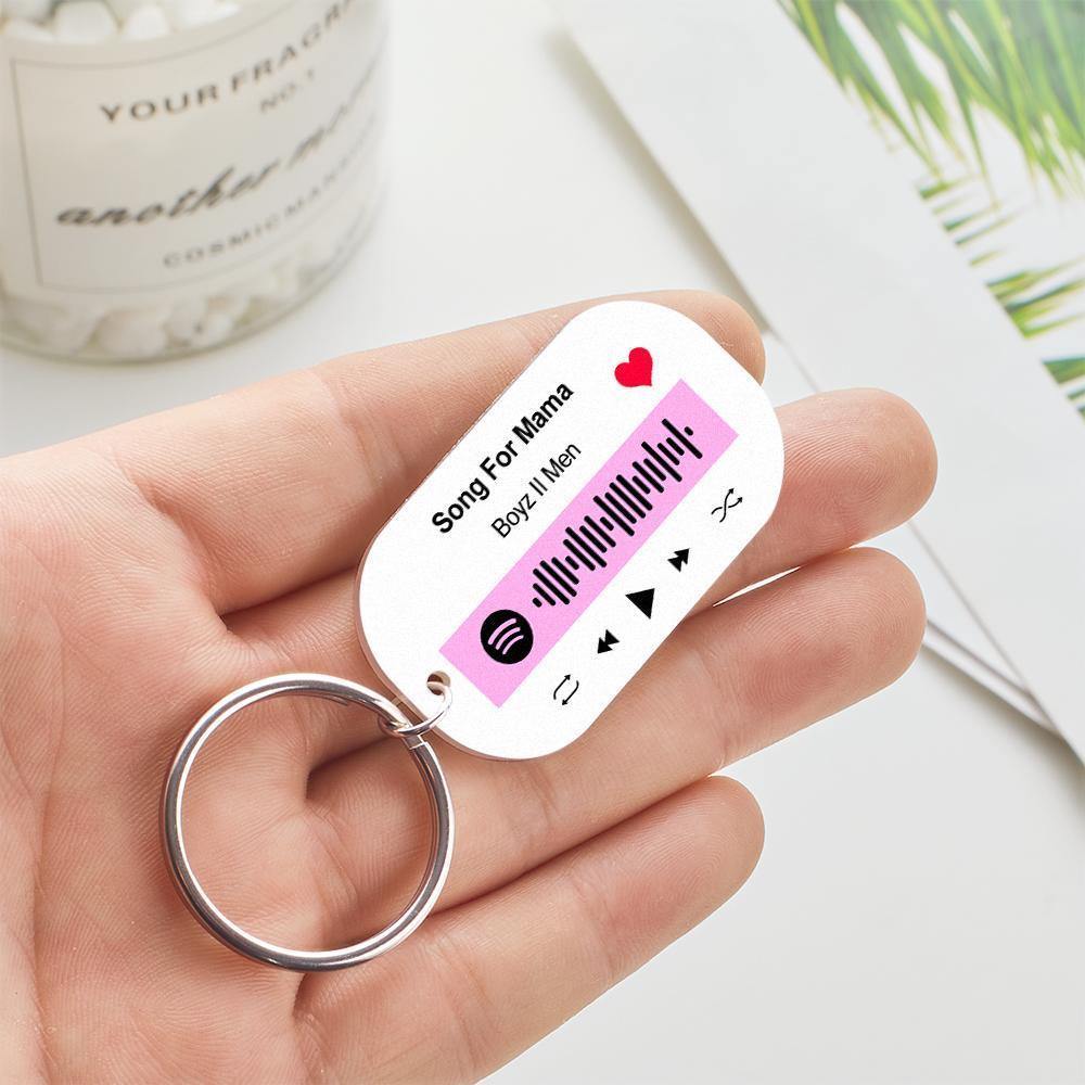 Scannable Spotify Code Keychain Spotify Favorite Song Engraved Keychain Gifts for Her Pink - soufeelus